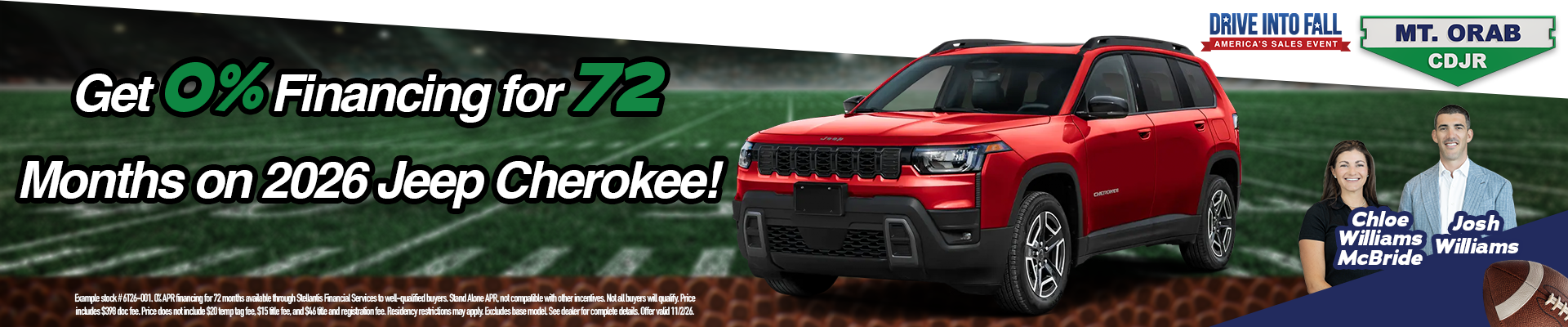 Get 0% Financing for 72 months on 2026 Jeep Cherokee!